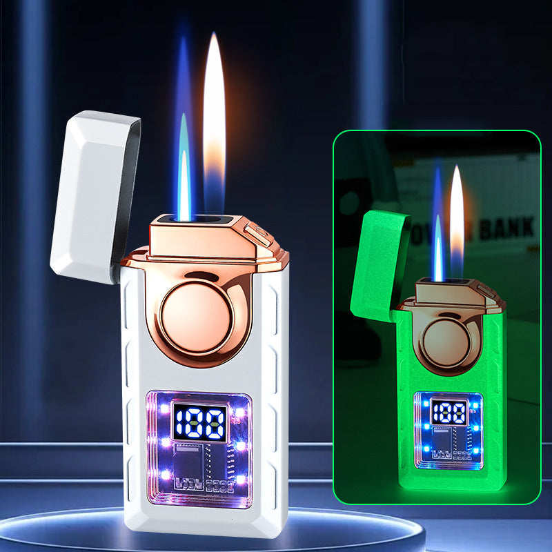 🎁2024 Neu - Multifunktionales Doppelflammen-Feuerzeug mit farbigen Lichtern