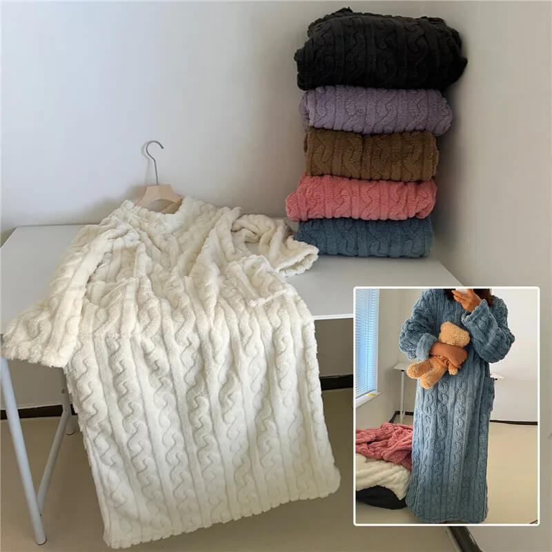 🎅Weihnachtsvorverkauf🎁Winterliche Korallensamt-Hauskleidung