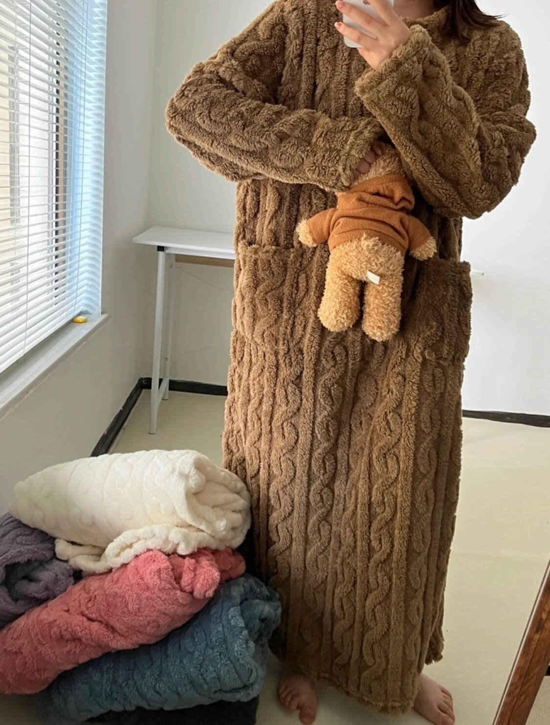 🎅Weihnachtsvorverkauf🎁Winterliche Korallensamt-Hauskleidung