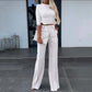 💃LETZTER TAG 50 % RABATT!!✨Elegantes Set aus bauchfreiem Top und Hose mit weitem Bein für Damen