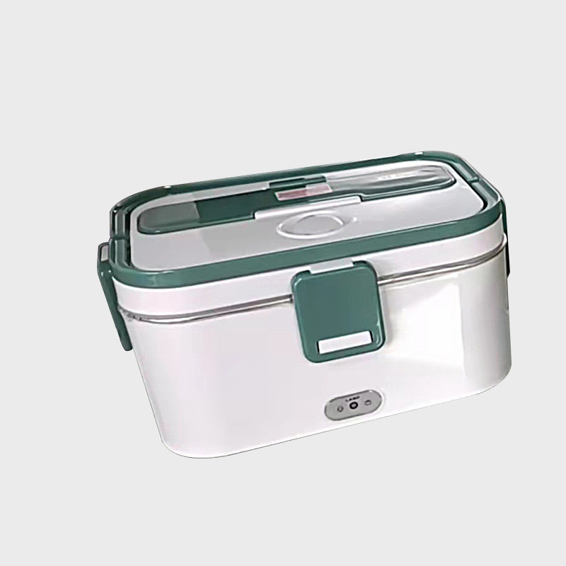 🍱⚡ Elektrische Lunchbox mit Heizfunktion | Edelstahl-Innenbehälter | 1,8L Fassungsvermögen | Auslaufsicher | Inkl. Besteck & Tragetasche | Für Zuhause & Unterwegs