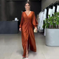 Glänzendes, fließendes, einfarbiges, bodenlanges Kleid für Damen