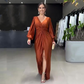 Glänzendes, fließendes, einfarbiges, bodenlanges Kleid für Damen