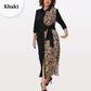👗Kleid mit 3/4-Ärmeln, Farbblock-Print, Revers und Schlitz👗