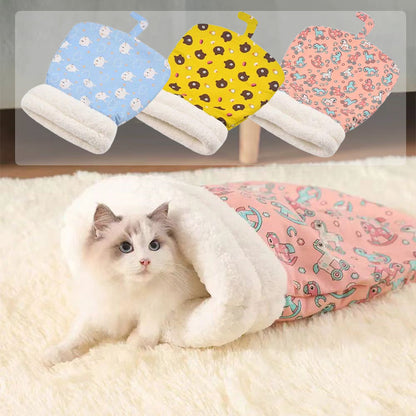 Gemütlicher Katzen-Winterschlafsack