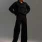 Gestricktes Oberteil und Hose mit weitem Bein, 2-teiliges Set