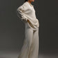 Gestricktes Oberteil und Hose mit weitem Bein, 2-teiliges Set