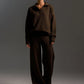 Gestricktes Oberteil und Hose mit weitem Bein, 2-teiliges Set