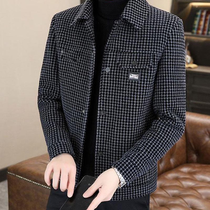 Men's Fashion Plaid Warm Jacket with Button Front