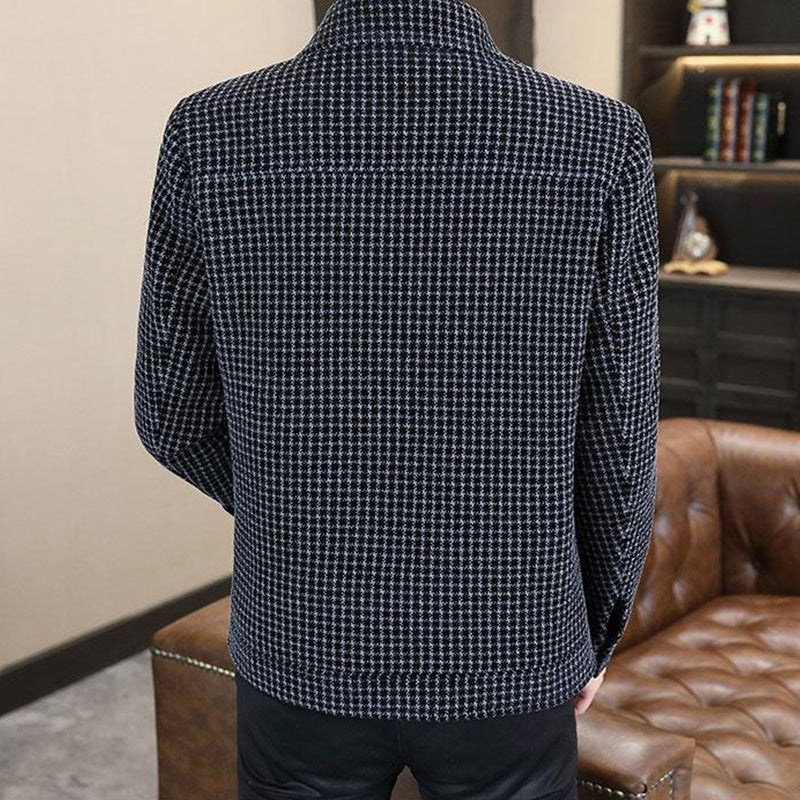 Men's Fashion Plaid Warm Jacket with Button Front