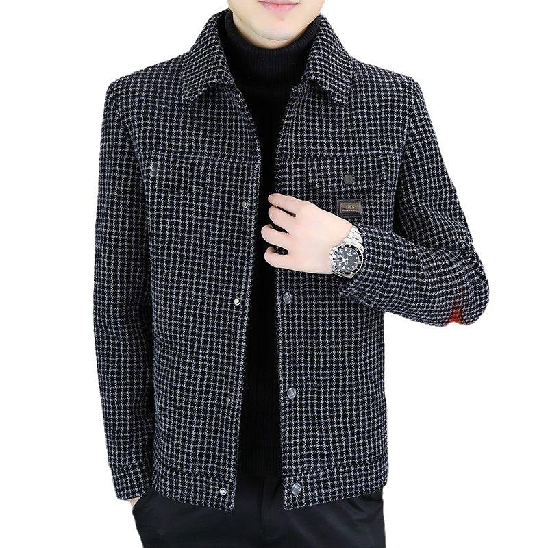 Men's Fashion Plaid Warm Jacket with Button Front