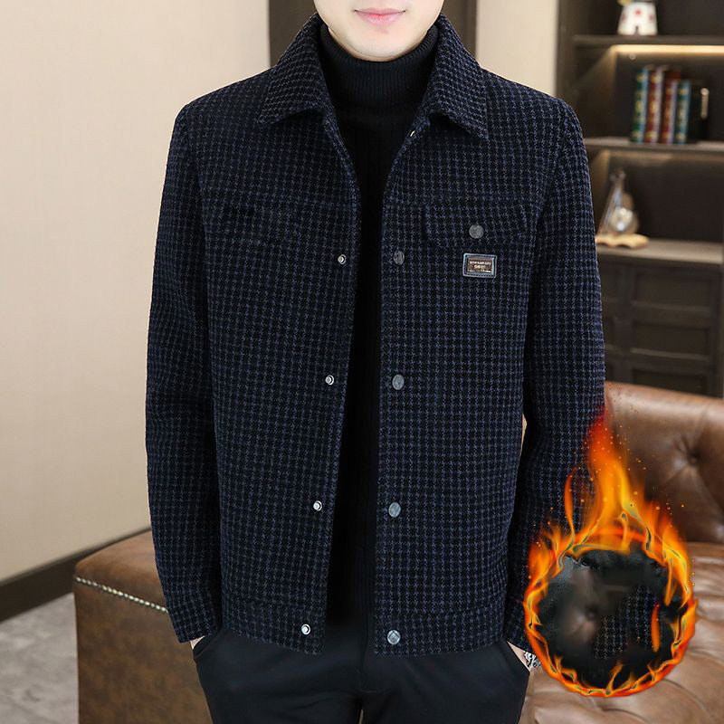 Men's Fashion Plaid Warm Jacket with Button Front