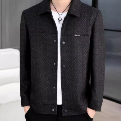 Lässige Button-Down-Reversjacke für Herren mit Schulterpolster