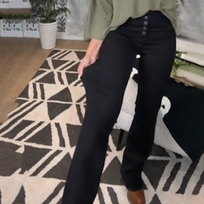 ✨Black Friday Verkauf✨Bootcut-Jeans mit Knopffalte für Frauen