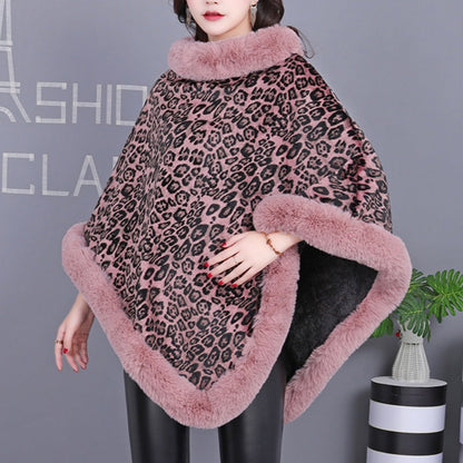 Women's Trendy Leopard Print Warm Cape Jacket