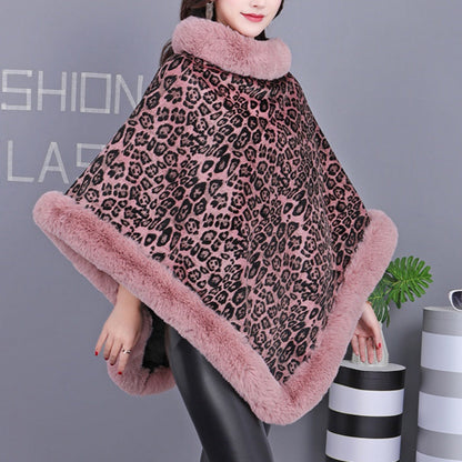 Women's Trendy Leopard Print Warm Cape Jacket