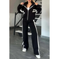 🎁Zweiteiler für Damen:✨ 2-teilige gestreifte Jacke mit Reißverschluss und lässige Hose🌸