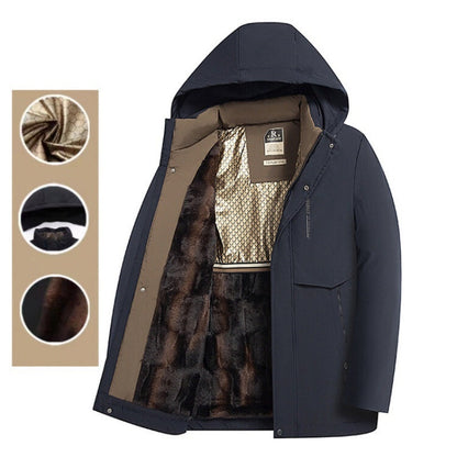 Herren Winter Thermomantel mit dicker Kapuze Parka