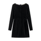 🎅Weihnachts-Specials🎁Elegantes Langarmkleid mit eckigem Ausschnitt