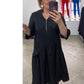✨Heiße Neuankömmlinge✨Schwarzes Kleid mit halbem Reißverschluss und V-Ausschnit