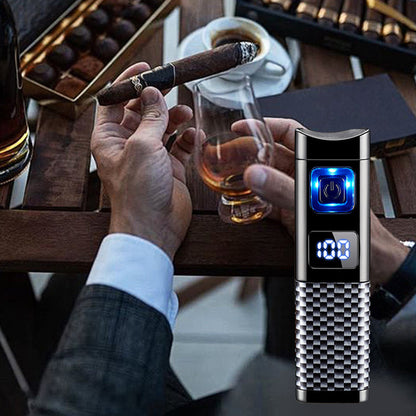 ✨2025 Neues Design🔥Wiederaufladbares & nachfüllbares Zigarrenfeuerzeug mit LED-Anzeige