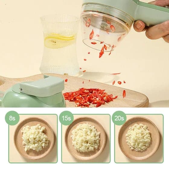 🥕🍳4-in-1-Set aus manuellem und elektrischem Gemüseschneider – Multifunktionale Akku-Küchenmaschine