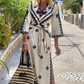 Boho-Kleid mit V-Ausschnitt und Gürtel für Damen mit ethnischem geometrischem Druck