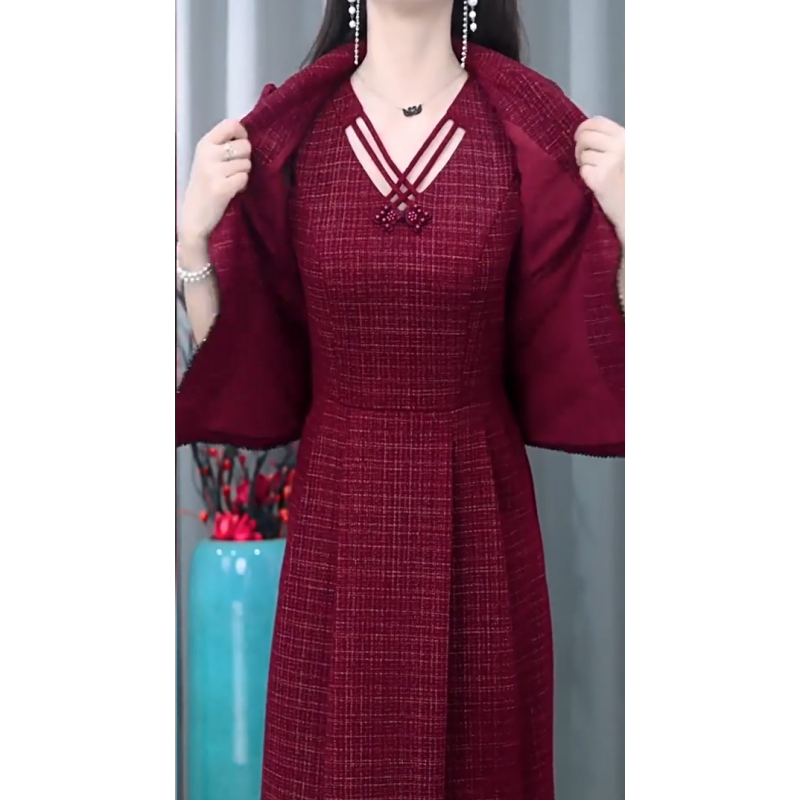 Damen Modischer Blazer und Ärmelloses Kleid 2-teiliges Set