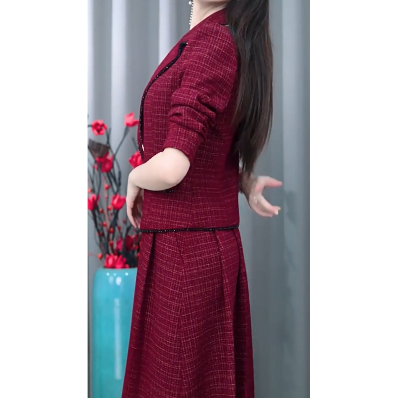 Damen Modischer Blazer und Ärmelloses Kleid 2-teiliges Set