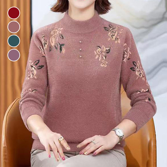 Women's Half-Turtleneck Plush-Lined Thickened Sweater