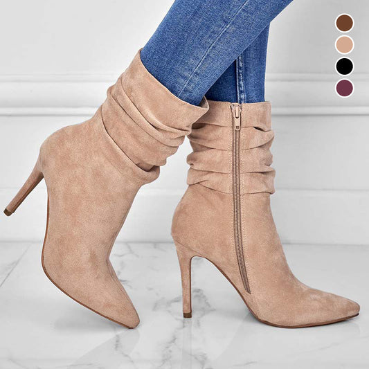 ⏰Maximal 50 % Rabatt🏆Kurze Damenstiefel mit hohem Absatz und spitzer Zehe