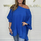 Lockere, plissierte Off-Shoulder-Blusen für Damen