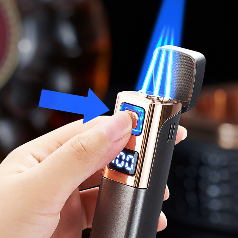 🔋Intelligentes Feuerzeug mit LED-Leistungsanzeige und extrem leistungsstarker blauer Flamme