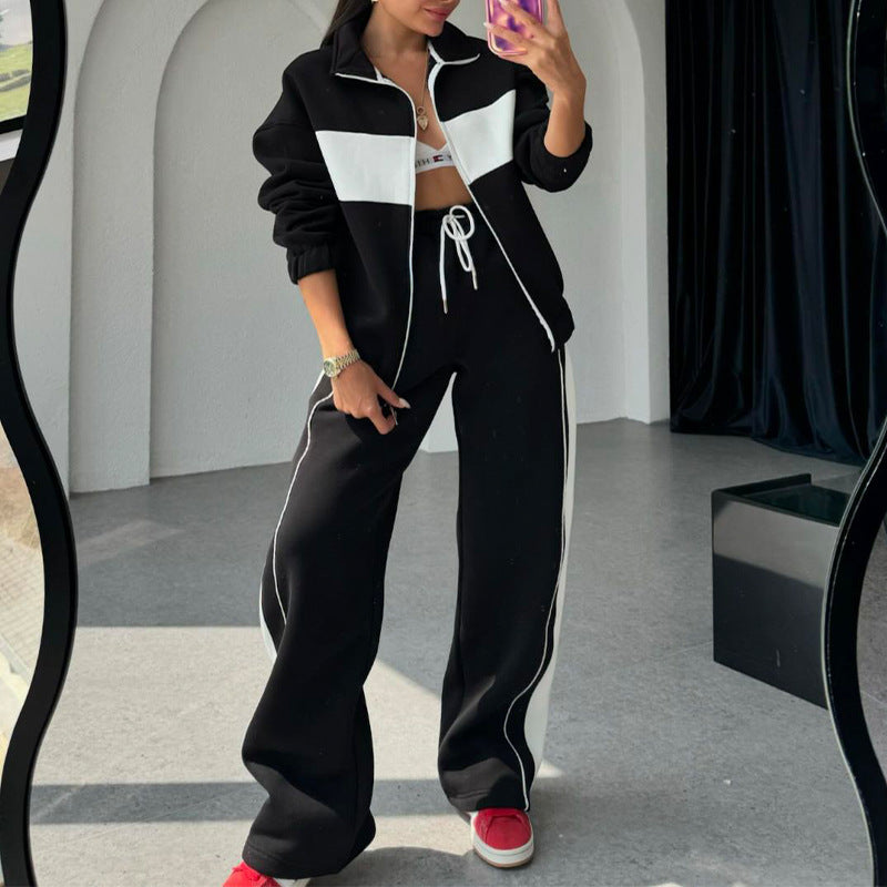🌸Frühjahrsangebote 50% RABATT🥰Zweiteiliger Farbblock-Trainingsanzug für Frauen