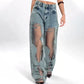 Damenjeans im Vintage-Look mit Patchwork-Print
