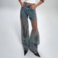 Damenjeans im Vintage-Look mit Patchwork-Print