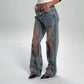 Damenjeans im Vintage-Look mit Patchwork-Print
