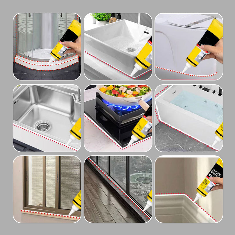 🏠 KAUFE 2, ERHALTE 1 GRATIS! ⛏️ Weiße Dichtungsmasse Multifunktion – Wasserdicht, Schimmelresistent & Mit Abzieher 🧱