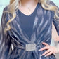 Damen Chiffon Kleid in großen Größen mit taillenbetonendem Design