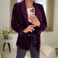 Langärmliger Blazer mit Pailletten und Taschen