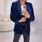 Langärmliger Blazer mit Pailletten und Taschen