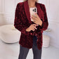 Langärmliger Blazer mit Pailletten und Taschen