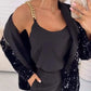 Langärmliger Blazer mit Pailletten und Taschen
