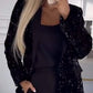 Langärmliger Blazer mit Pailletten und Taschen