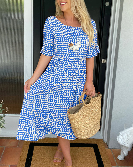 🎁 Was soll ich morgen anziehen? 🎁💥 Midikleid mit Rundhalsausschnitt mit Polka Dot Print