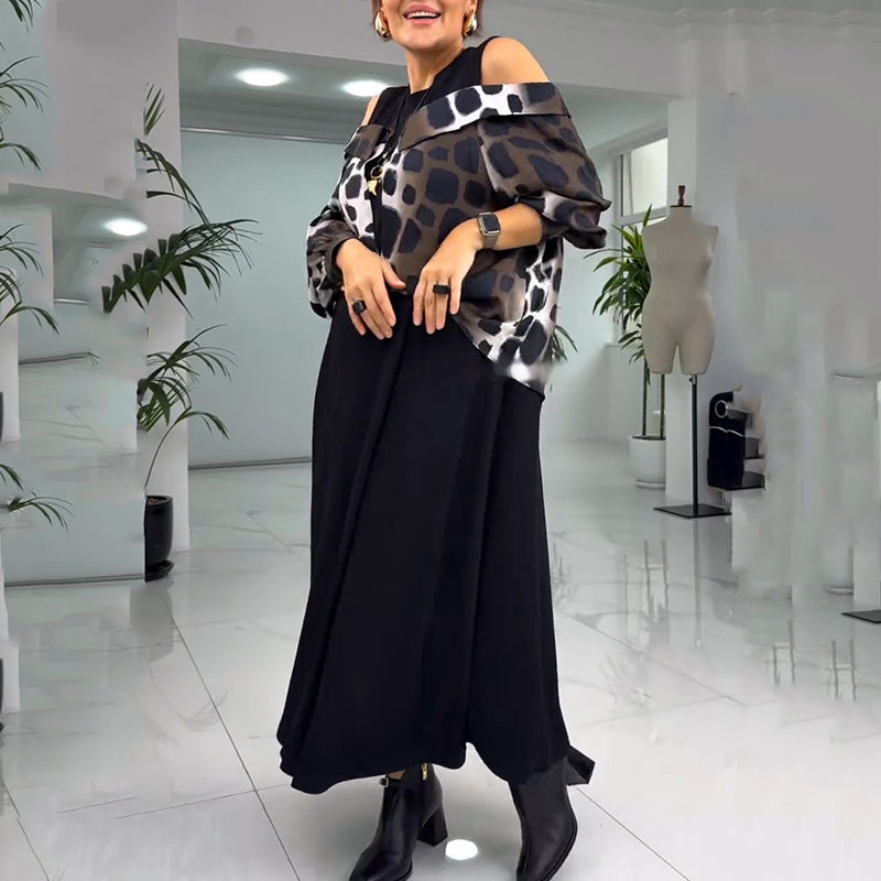 💥Neue Frühjahrskleidung 50% RABATT💥Damen einzigartiges Kleid in Layering-Optik mit Cold Shoulder