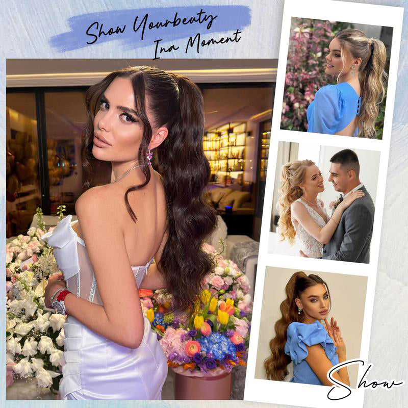 💜Zeitlich begrenzte Aktion 50 % Rabatt💜Clip-on-Haarverlängerung für welligen Pferdeschwanz