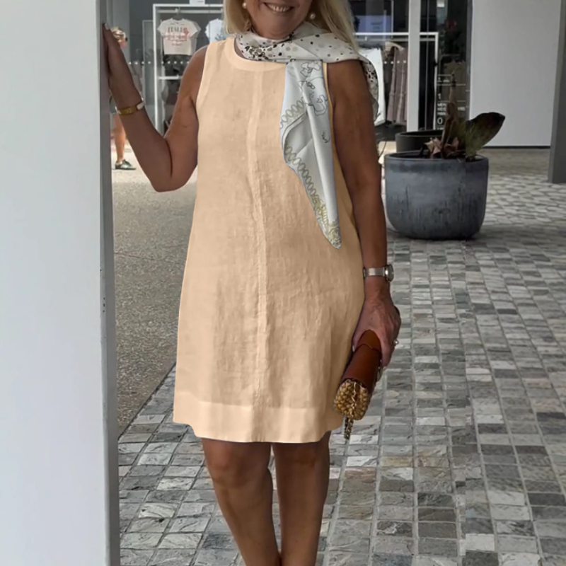 Lässiges ärmelloses Kleid mit Rundhalsausschnitt für Damen
