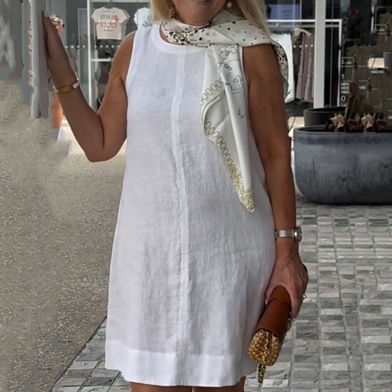 Lässiges ärmelloses Kleid mit Rundhalsausschnitt für Damen