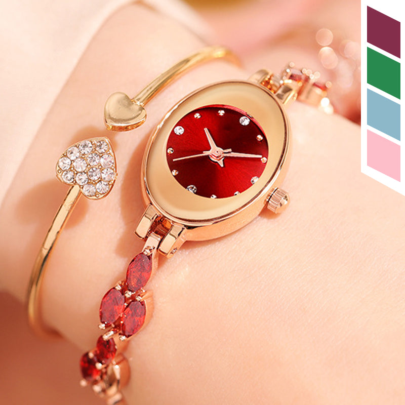 ✨2025 Neues Design🎀⌚Damenarmbanduhr mit farbigem Zirkonia